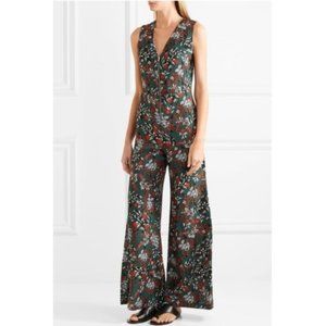 Maje Penny Green Floral Crepe Jumpsuit